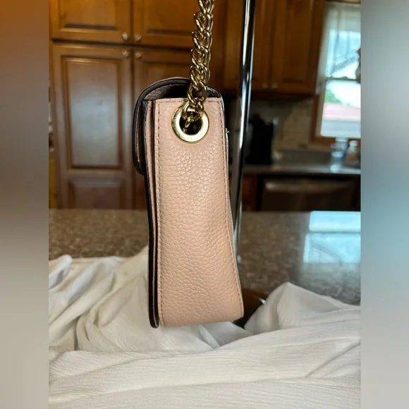 Michael Michael Kors Leather Crossbody color pinkish beige. 9”W x 7”H x 2 1/2”D - Picture 8 of 14
